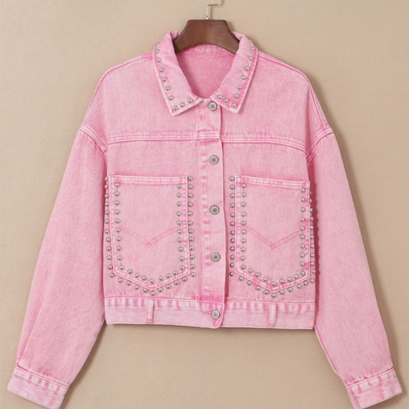 Pink Studded Demin Jacket - Picture 9 of 14